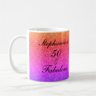 Mug 50 Et Fabuleux Anniversaire rose violet Parties sc