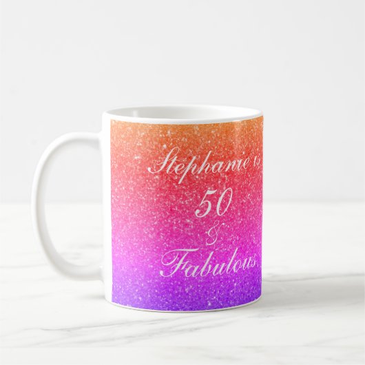Mug 50 Et Fabuleux Anniversaire rose violet Parties sc (Gauche)