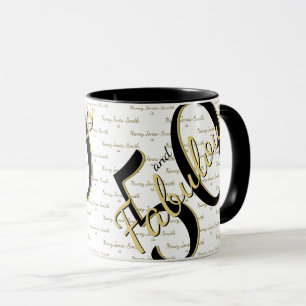Mug 50 et fabuleux fête d'anniversaire Elegant Gold/Bl