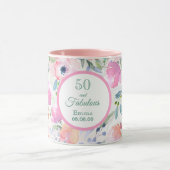 Mug 50 et fabuleux floraux roses nom élégant (Centre)