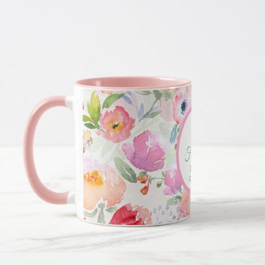 Mug 50 et fabuleux floraux roses nom élégant (Gauche)