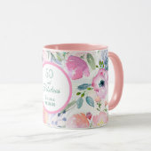 Mug 50 et fabuleux floraux roses nom élégant (Devant droit)