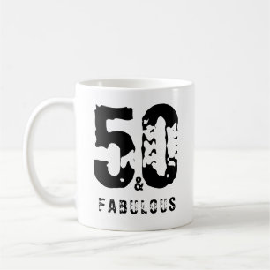 Mug 50 et fabuleux nom personnalisé blanc noir moderne