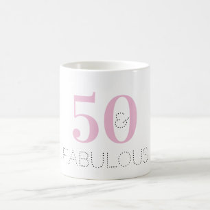 Mug 50 et fabuleux Pink Black Typography Anniversaire 