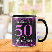 Mug 50 et fabuleux rose brillant & noir personnalisé