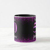 Mug 50 et fabuleux rose brillant & noir personnalisé (Centre)
