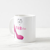 Mug 50 et fabuleux rose et noir 50e anniversaire (Devant gauche)