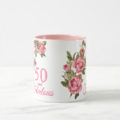 Mug 50 et fabuleux rose floral | Cadeau 50e anniversai (Centre)