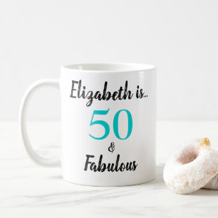 Mug 50 et Fabuleux Turquoise Black Anniversaire