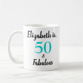 Mug 50 et Fabuleux Turquoise Black Anniversaire (Gauche)
