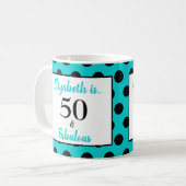 Mug 50 et Fabuleux turquoise bleu Polka point (Devant gauche)
