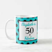 Mug 50 et Fabuleux turquoise bleu Polka point (Gauche)