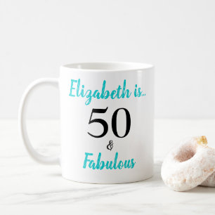 Mug 50 et Fabuleux Turquoise fête d'anniversaire