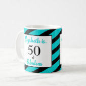 Mug 50 et fabuleux turquoise noir bande (Devant gauche)