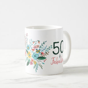 Mug 50 et fabuleux vert élégante aquarelle fleurie pa