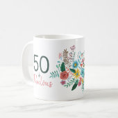 Mug 50 et fabuleux vert élégante aquarelle fleurie pa (Devant gauche)