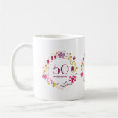 Mug 50 et Fabulous Aquarelle Floral Anniversaire (Gauche)