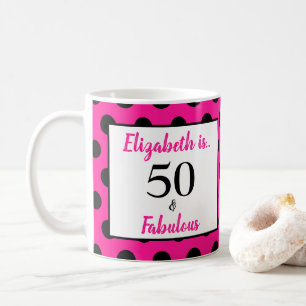 Mug 50 et Fabulous Bold rose avec Pois noirs