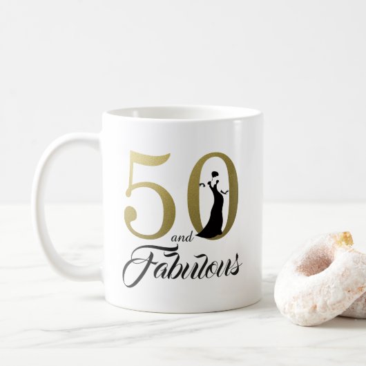 Mug 50 et Fabulous Gold Foil 50e anniversaire (Avec donut)