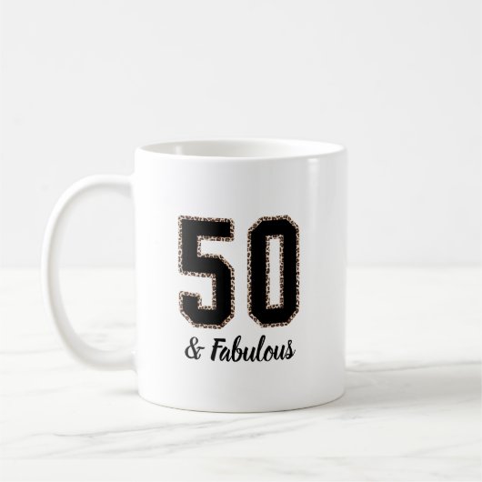 Mug 50 et Fabulous Noir et Empreinte de léopard (Gauche)