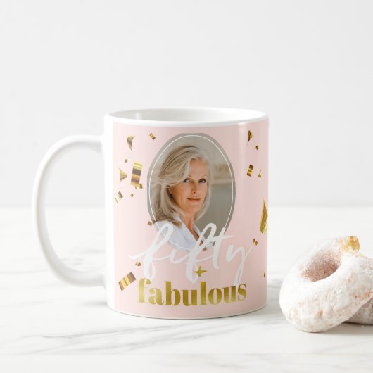 Mug 50 et Fabulous Pink Glam 50e anniversaire (Avec donut)