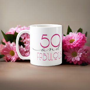 Mug 50 et Fabulous Pink Retro Typographie Vintage