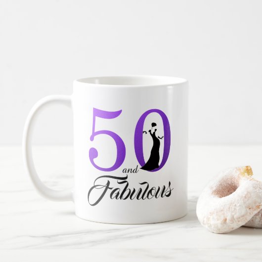 Mug 50 et Fabulous Purple Foil 50e anniversaire (Avec donut)