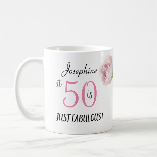Mug 50 et Fabulous Rose Black Cinquantième anniversair (Gauche)
