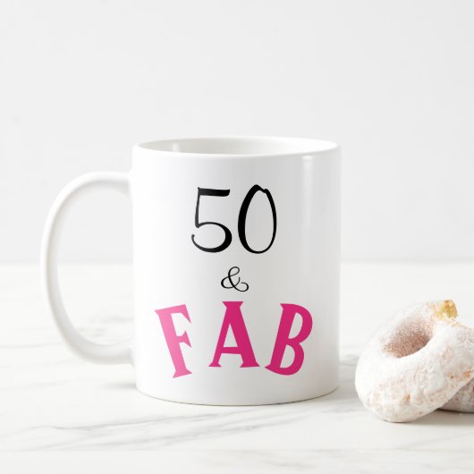 Mug 50 & Fabuleuse typographie 50e anniversaire (Avec donut)