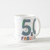 Mug 50 & Fabuleux Anniversaire Bleu mignon Typographie (Devant droit)