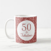Mug 50 & Fabuleux anniversaire Sparkly Rose Gold Parti (Gauche)