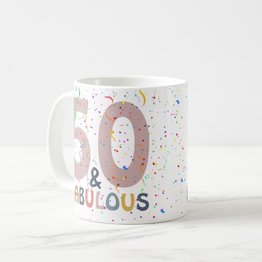 Mug 50 & Fabuleux Confetti Pink Typographie moderne (Devant gauche)