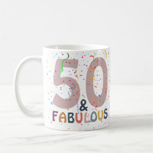 Mug 50 & Fabuleux Confetti Rose Typographie Moderne