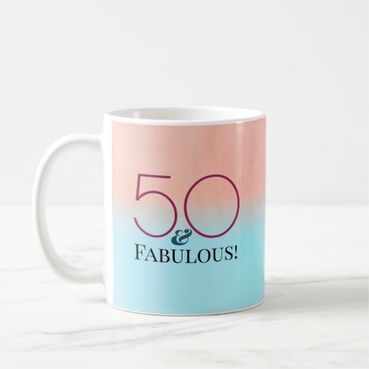Mug 50 & Fabuleux fête d'anniversaire commémoratif (Gauche)
