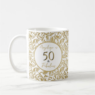 Mug 50 & Fabuleux modèle décoratif or floral