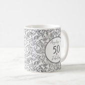 Mug 50 & Fabuleux motif fleuri d'argent décoratif (Devant droit)