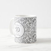 Mug 50 & Fabuleux motif fleuri d'argent décoratif (Devant gauche)