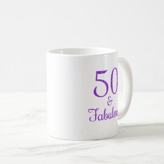 Mug 50 & Fabuleux Purple Parties scintillant Typograph (Devant droit)