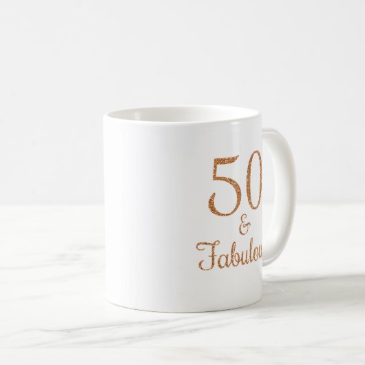 Mug 50 & Fabulous Gold Parties scintillant Typographie (Devant droit)