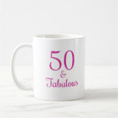 Mug 50 & Fabulous Parties scintillant rose typographie (Gauche)