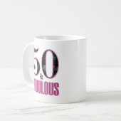 Mug 50 & Fabulous Pink Black Typographie 50e anniversa (Devant gauche)