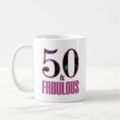 Mug 50 & Fabulous Pink Black Typographie 50e anniversa (Gauche)
