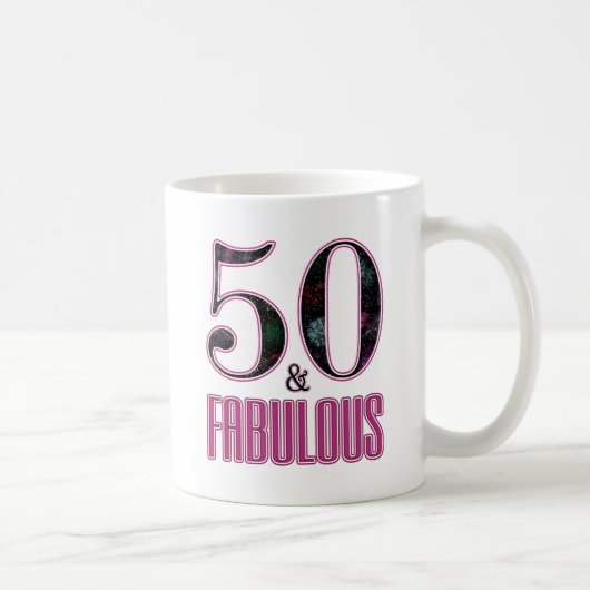 Mug 50 & Fabulous Pink Black Typographie 50e anniversa (Droite)