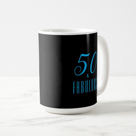 Mug 50 & Fabulous Sky Blue Black  (Devant droit)