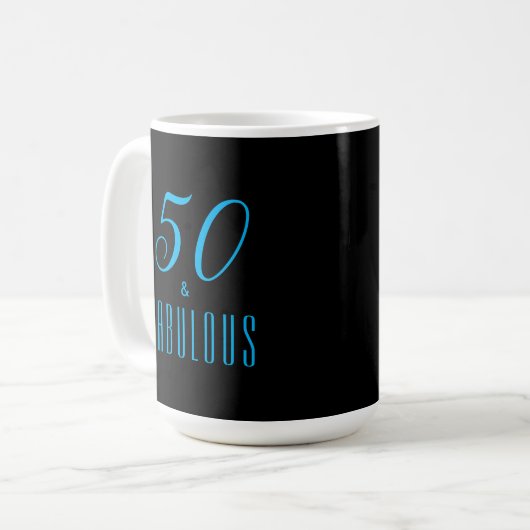 Mug 50 & Fabulous Sky Blue Black (Devant gauche)