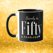 Mug 50 & Fearless Anniversaire Elégant moderne Black C