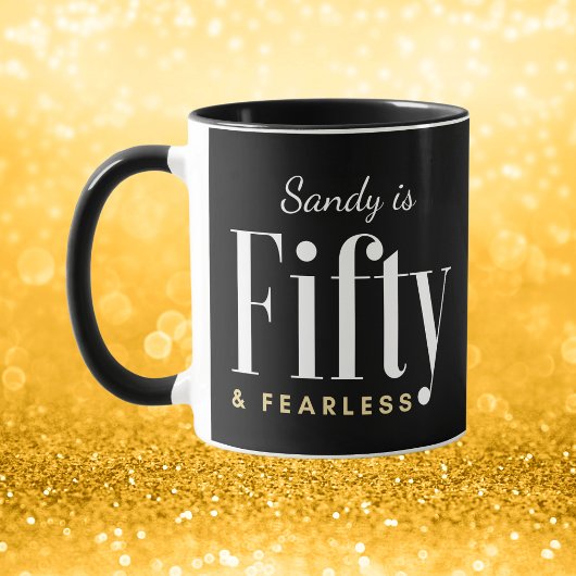 Mug 50 & Fearless Anniversaire Elégant moderne Black C