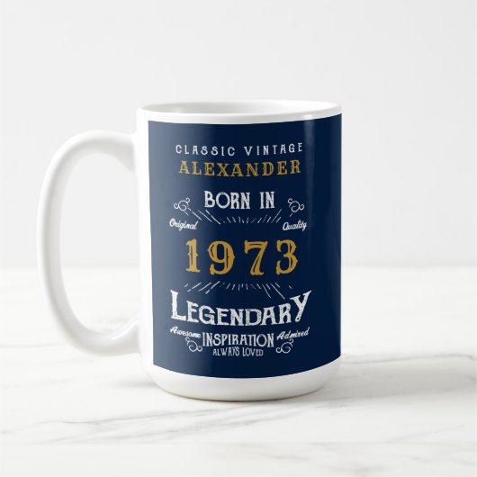 Mug 50e anniversaire 1973 Ajouter votre nom Café légen (Gauche)