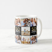Mug 50e anniversaire bon noir collage photo chic c (Devant droit)