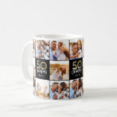 Mug 50e anniversaire bon noir collage photo chic c (Devant gauche)